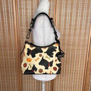 Dooney & Bourke Scottie dog leather tote shoulder bag with gold hardware